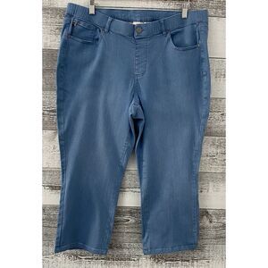 Belle Kim Gravel Flexibelle Pull On Blue Cropped Jeans Women's Sz 20 (Fit 38x22)